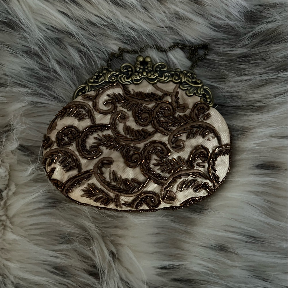 Vintage multi color brown mini purse